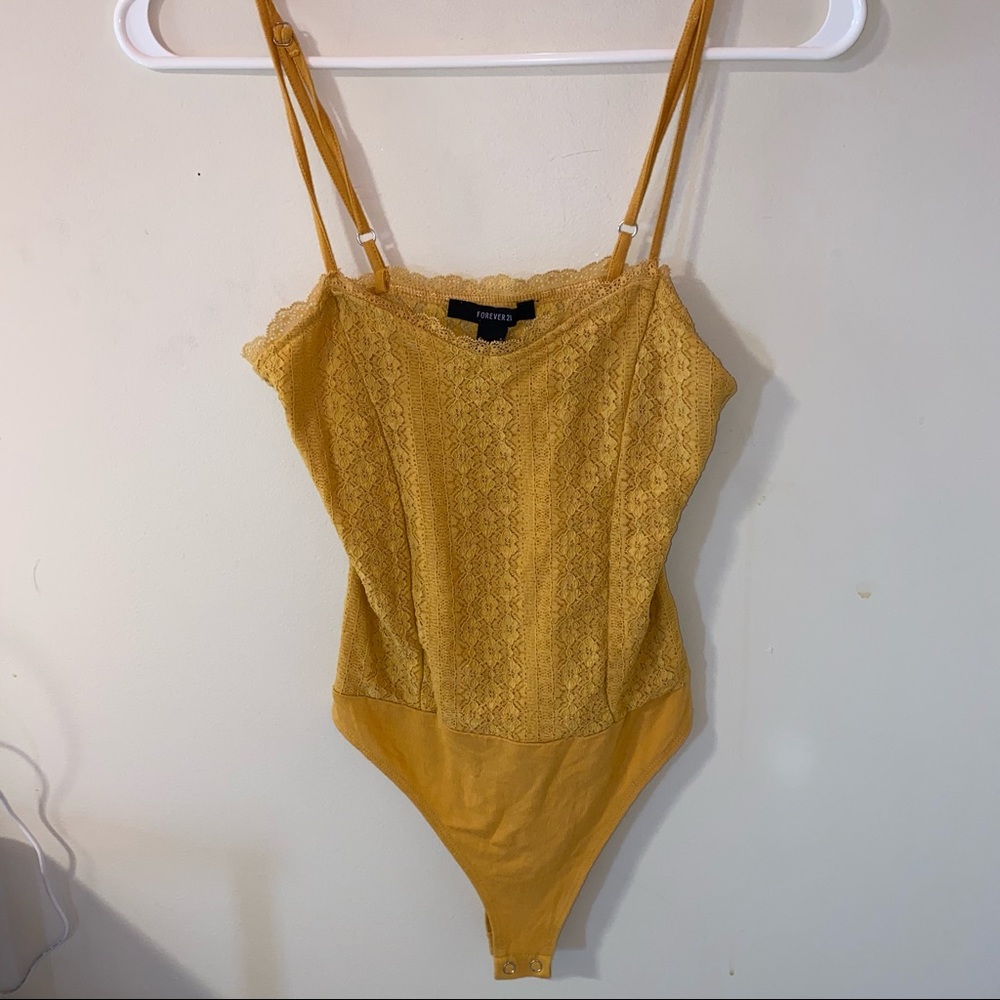 Yellow Lace Forever 21 Bodysuit